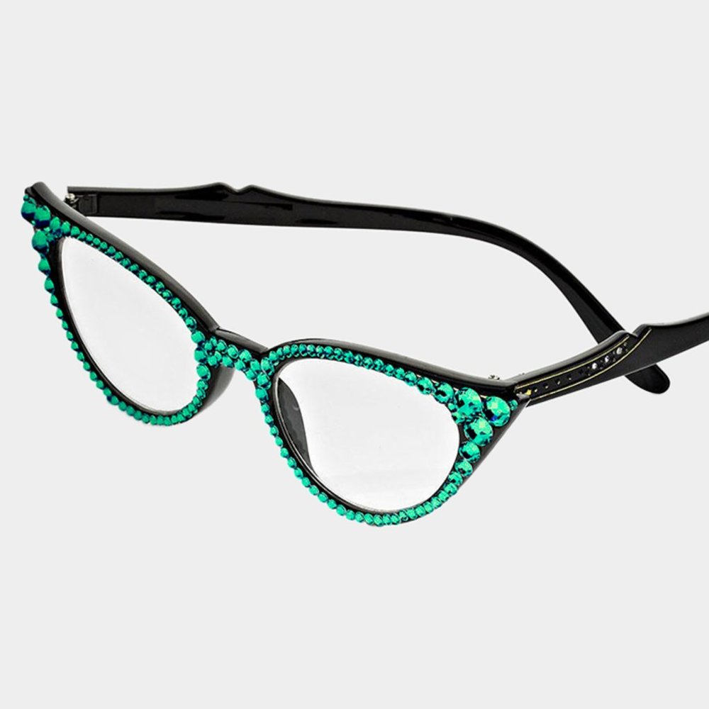 Austrian Crystal Cateye Reading Glasses, Vintage Crystal Reading Glasses - Picture 6 of 11